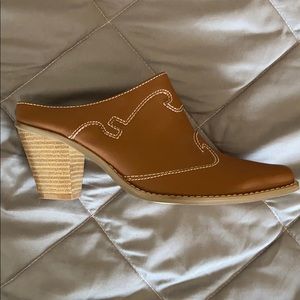 Brown slip on faux cowboy boots